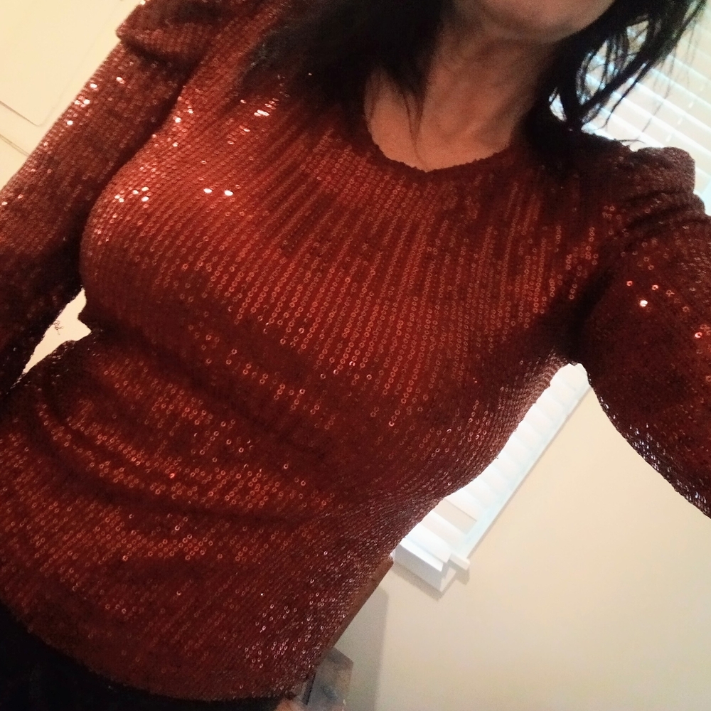 Sequin Blouse in Shimmering Red